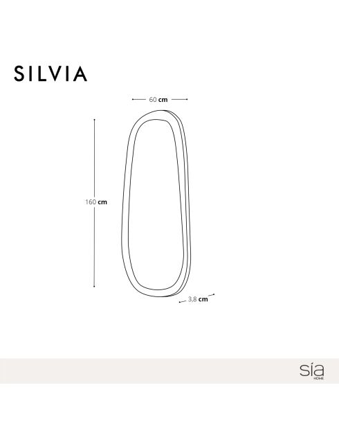 Miroir Silvia chêne noir - 160x60x3.8 cm