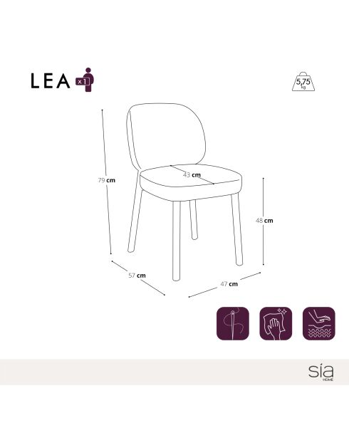 Lot de 2 chaises Lea velours texturé beige - 47x57x79 cm