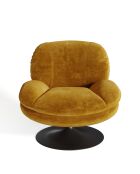 Fauteuil pivotant Replay en velours texturé moutarde - 85x84x85 cm