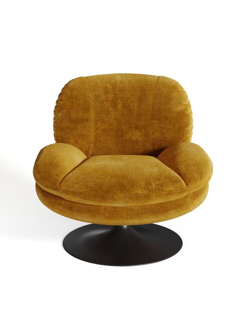 Fauteuil pivotant Replay en velours texturé moutarde - 85x84x85 cm