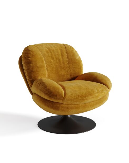 Fauteuil pivotant Replay en velours texturé moutarde - 85x84x85 cm