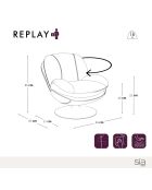 Fauteuil pivotant Replay en velours texturé moutarde - 85x84x85 cm