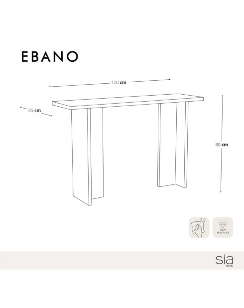 Console Ebano chêne clair 120 cm - 120x35x80 cm