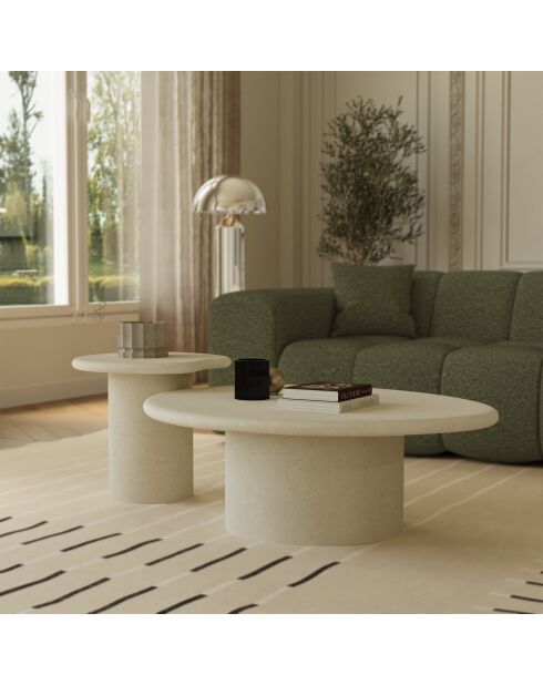 Table basse microciment Alko crème - 100x85x35.5 cm
