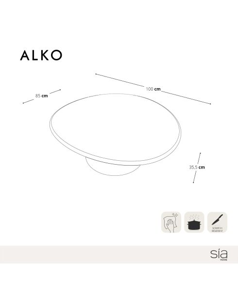Table basse microciment Alko crème - 100x85x35.5 cm