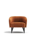 Fauteuil Loven tissu tramé toucher doux terracotta - 73.5x67.5x66.5 cm