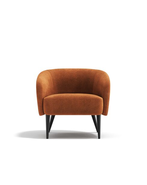Fauteuil Loven tissu tramé toucher doux terracotta - 73.5x67.5x66.5 cm