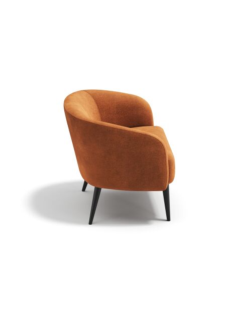 Fauteuil Loven tissu tramé toucher doux terracotta - 73.5x67.5x66.5 cm