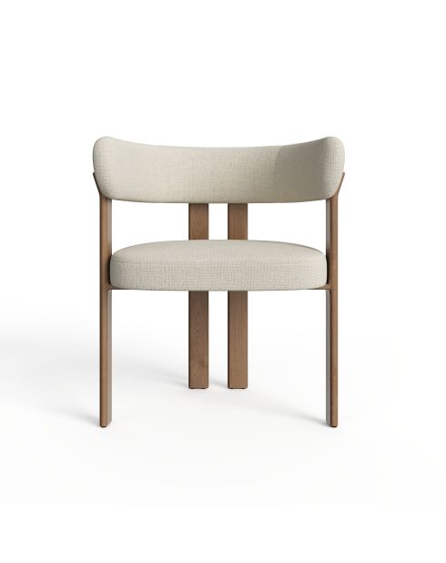 Lot de 2 petits fauteuils Oren velours chenillé crème - 60x56x74 cm