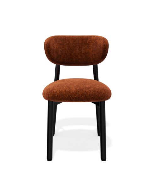Lot de 2 chaises Lumi velours chenillé terracotta pieds noirs - 49x57.5x77 cm