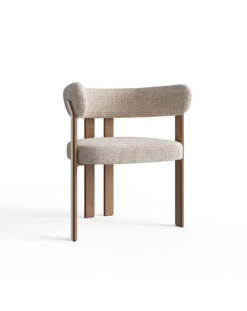Lot de 2 petits fauteuils Oren velours gaufré crème - 60x56x74 cm