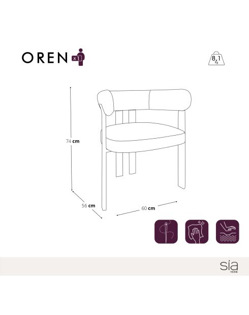 Lot de 2 petits fauteuils Oren velours gaufré crème - 60x56x74 cm