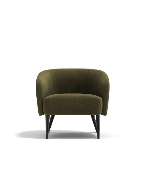 Fauteuil Loven tissu tramé toucher doux vert vintage - 73.5x67.5x66.5 cm