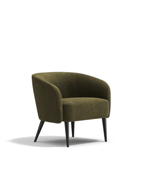 Fauteuil Loven tissu tramé toucher doux vert vintage - 73.5x67.5x66.5 cm