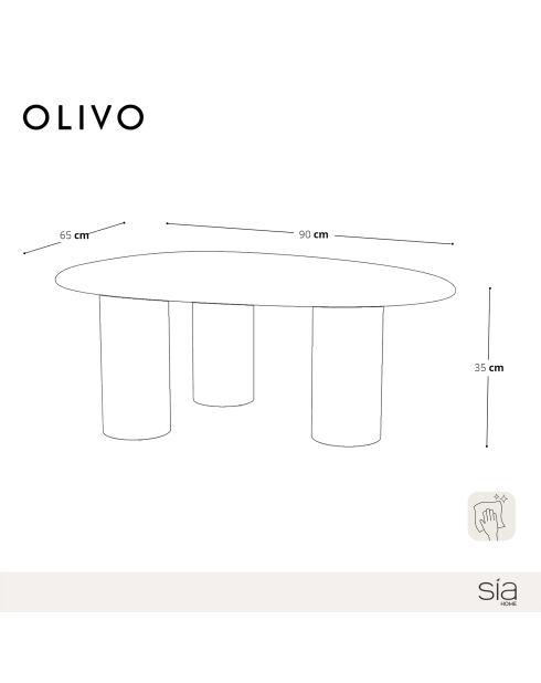 Table basse Olivo noyer foncé  - 90x65x35 cm