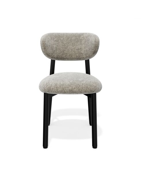 Lot de 2 chaises Lumi velours chenillé beige taupe pieds noirs - 49x57.5x77 cm