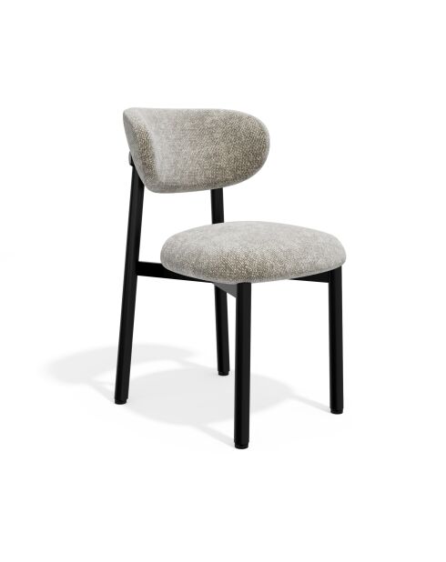 Lot de 2 chaises Lumi velours chenillé beige taupe pieds noirs - 49x57.5x77 cm