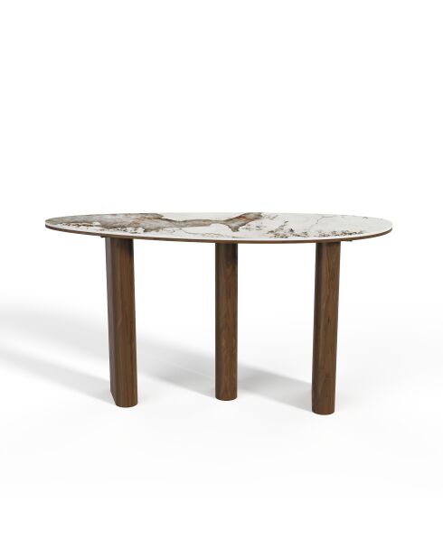 Console Pietra céramique Pandora et bois noyer foncé  - 120x41x60 cm