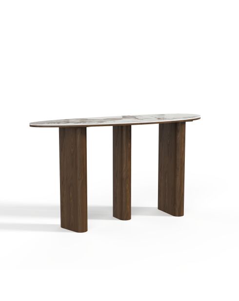 Console Pietra céramique Pandora et bois noyer foncé  - 120x41x60 cm