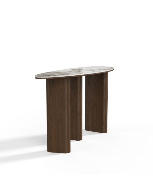 Console Pietra céramique Pandora et bois noyer foncé  - 120x41x60 cm