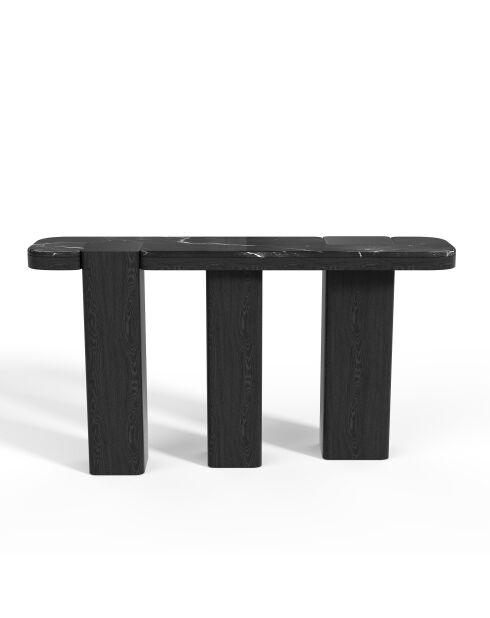Console Nero marbre noir naturel et chêne noir  - 150x35x80 cm