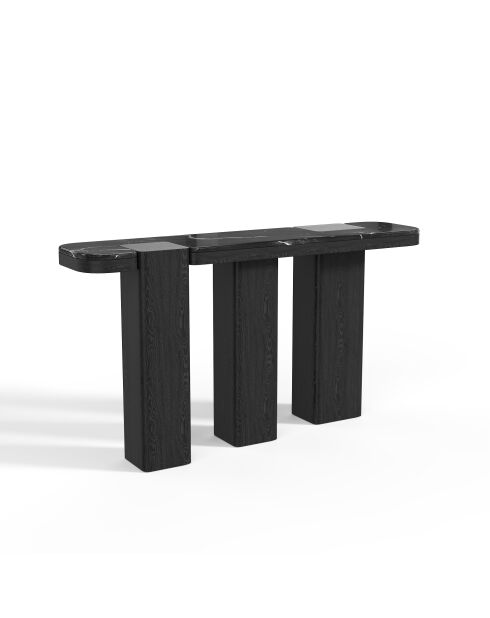 Console Nero marbre noir naturel et chêne noir  - 150x35x80 cm