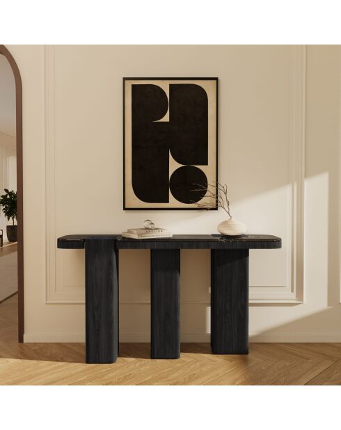 Console Nero marbre noir naturel et chêne noir  - 150x35x80 cm