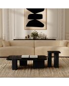Table d'appoint Nero marbre noir naturel et chêne noir  - 40x40x51 cm