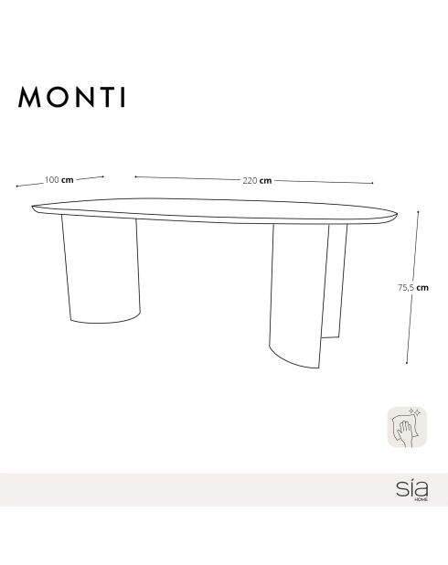 Table à manger Monti noyer foncé  - 220x100x75.5