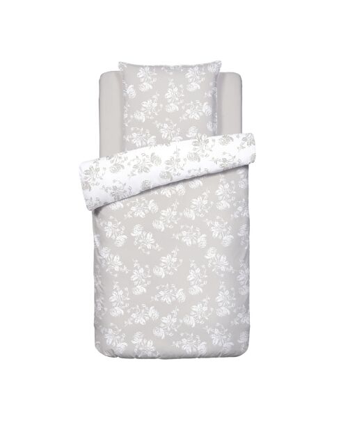 Parure housse de couette satin de coton Roses Taupe