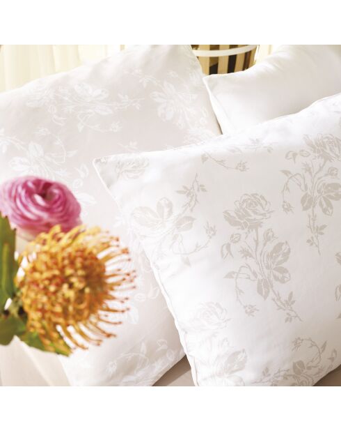 Parure housse de couette satin de coton Roses Taupe