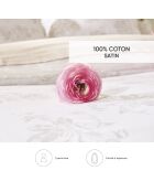 Parure housse de couette satin de coton Roses Taupe