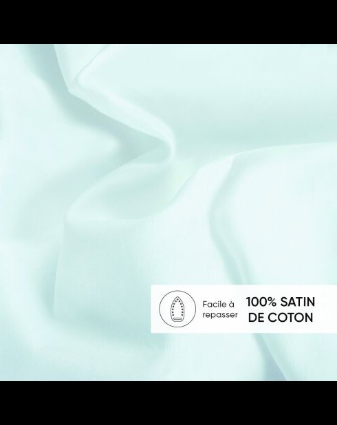 Drap plat satin de coton - Uni 1 baratta Bleu 01