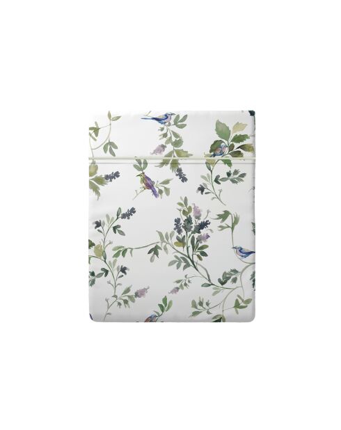 Drap plat satin de coton - Eden Sauvage Blanc