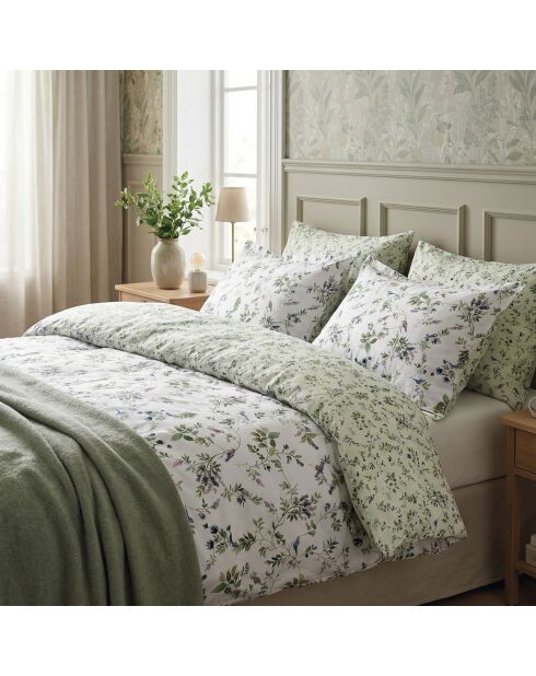 Drap plat satin de coton - Eden Sauvage Blanc