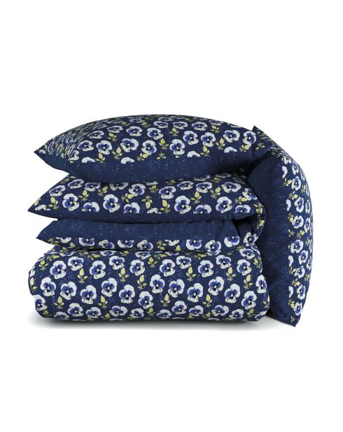 Housse de couette satin de coton Pansy small Bleu foncé