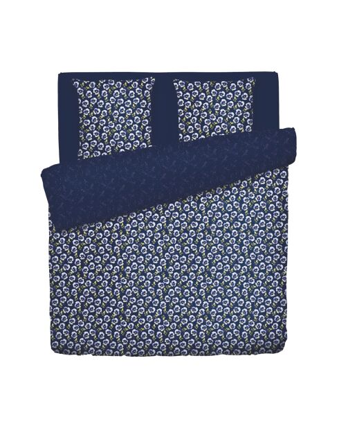 Housse de couette satin de coton Pansy small Bleu foncé