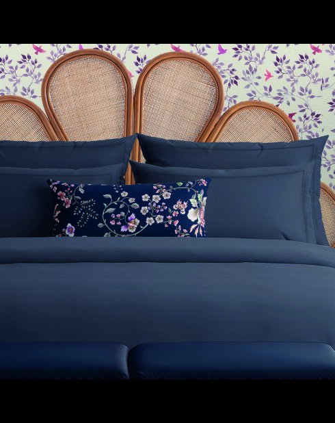 Drap plat satin de coton - Uni 1 baratta Bleu 11