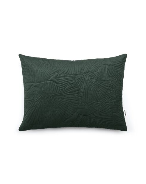 Housse de coussin velours avec dessin fleuri : vert foncé - 30 x 50 cm