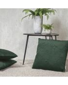 Housse de coussin velours avec dessin fleuri : vert foncé - 30 x 50 cm