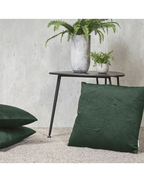 Housse de coussin velours avec dessin fleuri : vert foncé - 30 x 50 cm