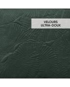 Housse de coussin velours avec dessin fleuri : vert foncé - 30 x 50 cm