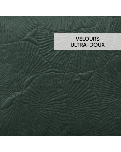 Housse de coussin velours avec dessin fleuri : vert foncé - 30 x 50 cm