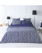 Drap plat satin de coton Pansy small Blue foncé