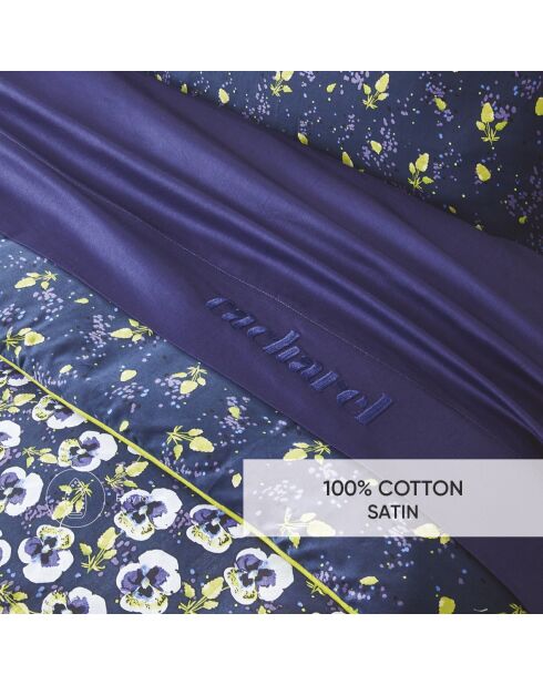 Drap plat satin de coton Pansy small Blue foncé