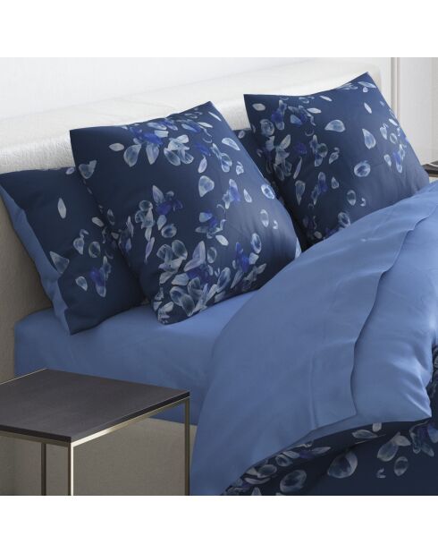 Drap-housse satin de coton Uni Bleu