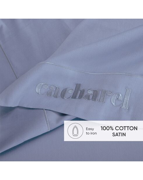 Drap plat satin de coton - Uni 1 baratta Bleu 03
