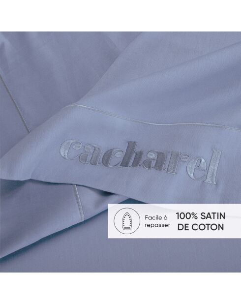 Drap plat satin de coton - Uni 1 baratta Bleu 03