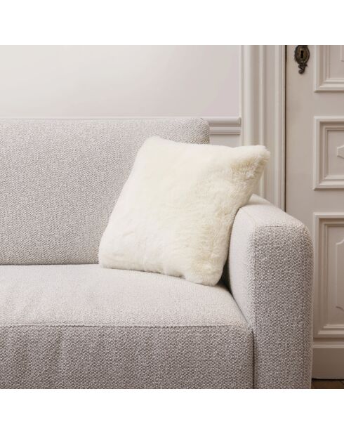 Housse de coussin imitation fourrure Blanc - 40 x 40 cm