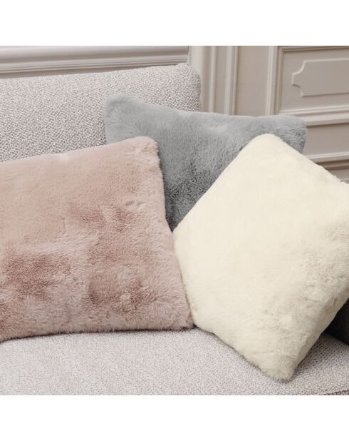 Housse de coussin imitation fourrure Blanc - 40 x 40 cm